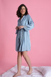 Zivame Luxe Satin 4 Pc Sleep Set - Windward Blue — thumbnail 3